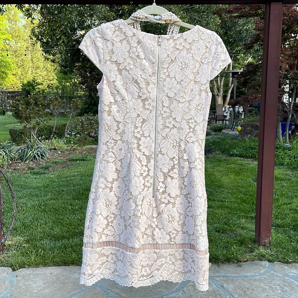 🌺 VINCE CAMUTO; Beautiful - Light Pink, Cap-Sleeved Lace Dress in Misses Size 2 - Picture 3 of 13